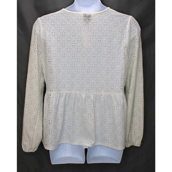 Bobeau Stretch Eyelet Babydoll Top Women's Size XL Off White NWT - Picture 6 of 12